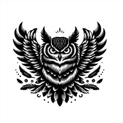 Obraz premium Majestic Owl with Spread Wings and Feathers.