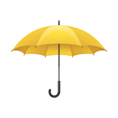Bright yellow umbrella isolated on transparent background