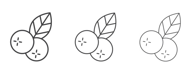 Blueberry icon in line art doodle style. Editable stroke outline sign, eps 10
