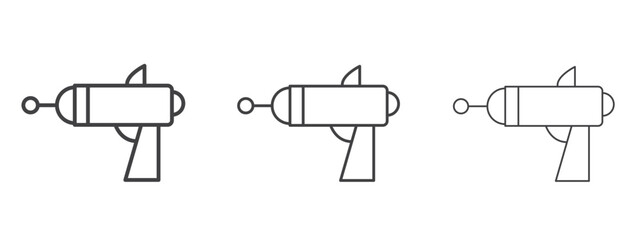 Blaster icon in line art doodle style. Editable stroke outline sign, eps 10