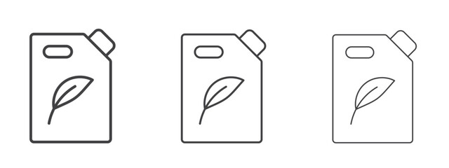 Biofuel canister icon in line art doodle style. Editable stroke outline sign, eps 10