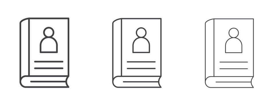 Biography icon in line art doodle style. Editable stroke outline sign, eps 10