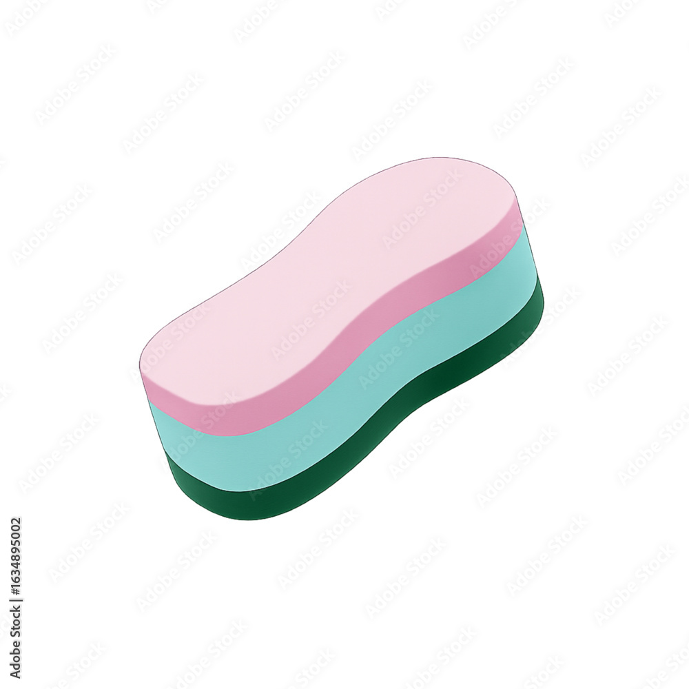 Poster abstract layered object with pink teal and green colors isolated on transparent background
