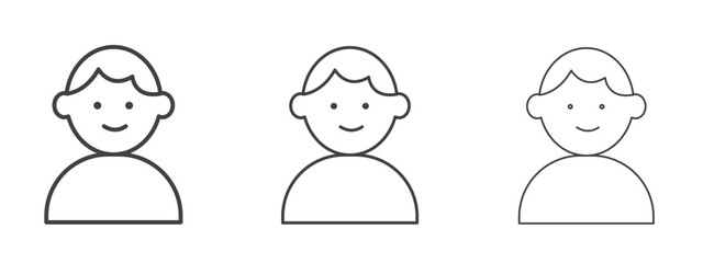 Baby boy icon in line art doodle style. Editable stroke outline sign, eps 10