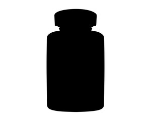 Black silhouette of a medical bottle, representing healthcare or supplement industry