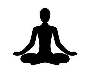Silhouette of a person meditating in the lotus position for relaxation