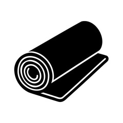 A Rolled Up Black Silhouette of a Yoga Mat on a White Background