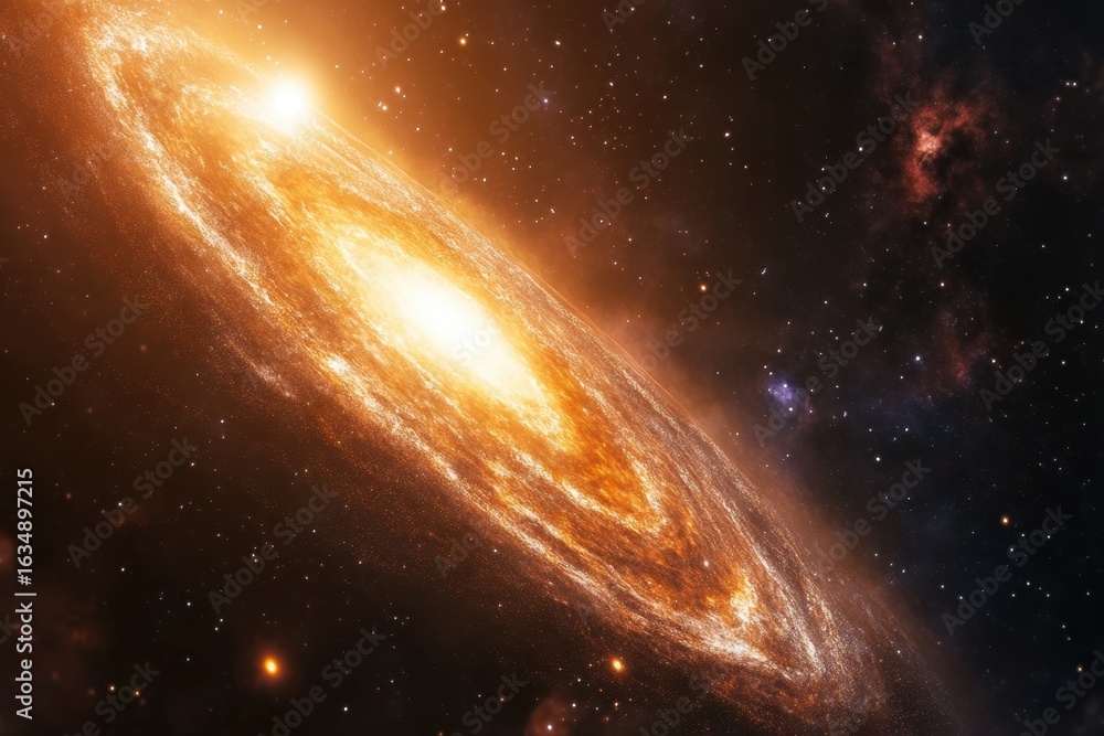 Poster stunning view of a glowing galaxy surrounded by vibrant nebulae in deep space, galaxy and nebula bac