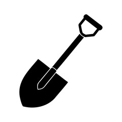 A Black Silhouette of a Garden Spade Shovel Used for Digging and Gardening Tasks