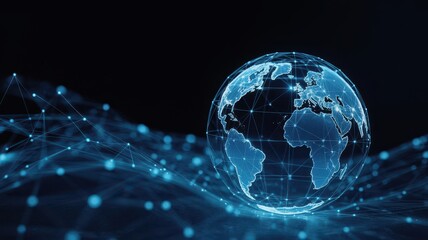 Global Network Connections: Futuristic Digital World Map