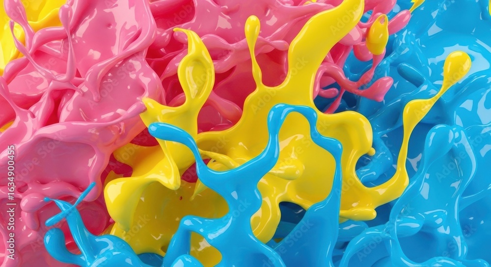 Poster vibrant abstract colors splashing in dynamic motion
