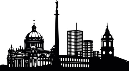 Fototapeta premium Silhouette of stuttgart city isolated on white background, germany.eps