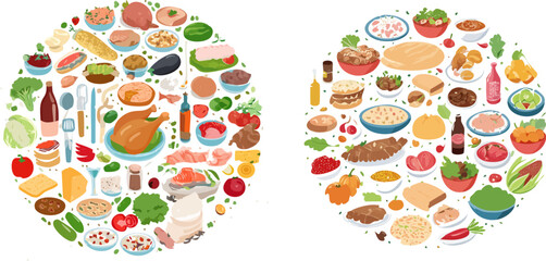 Diverse Culinary Delights A World of Food Illustration.
