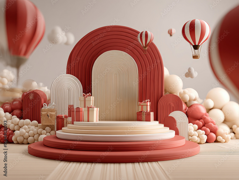 Poster a 3d podium display for black friday sales, featuring a large 20 discount symbol at the center and t
