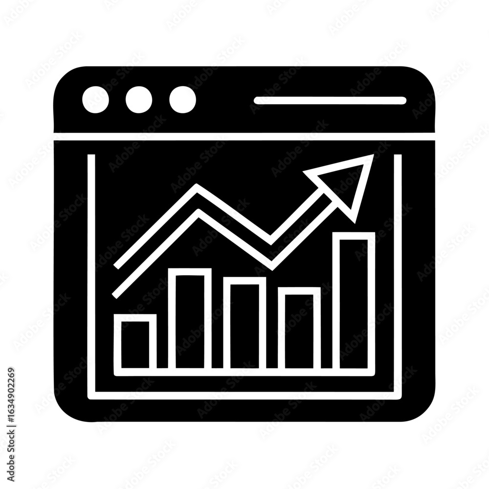 Poster abstract silhouette chart showing upward growth and statistics display