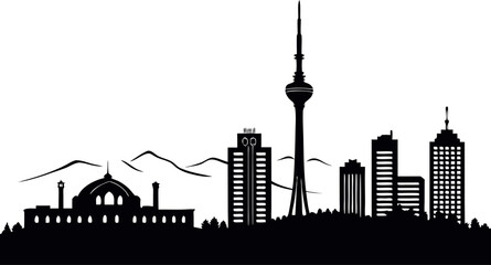 Auckland city skyline silhouette isolated on white background.eps