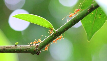 Ants on a branch, nature