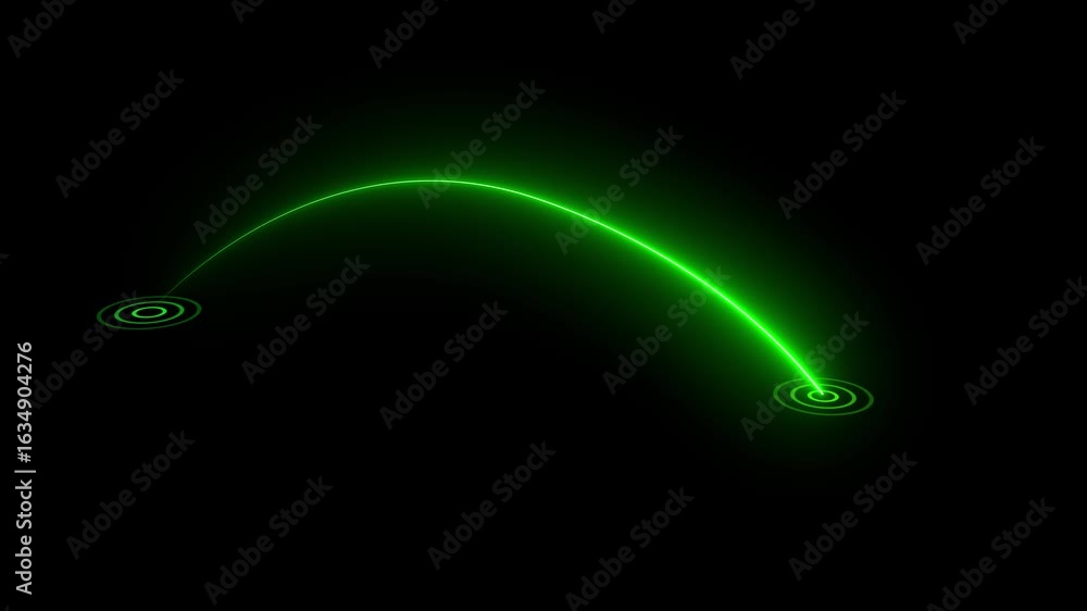 Poster green color location icon animation. gps location pointer with radio wave animation on a black backg