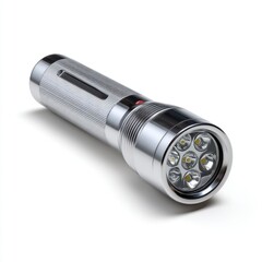 Bright LED flashlight with sleek design isolated on clean white background for e-commerce 