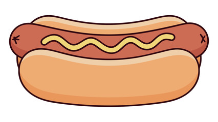 Classic hot dog with mustard illustration