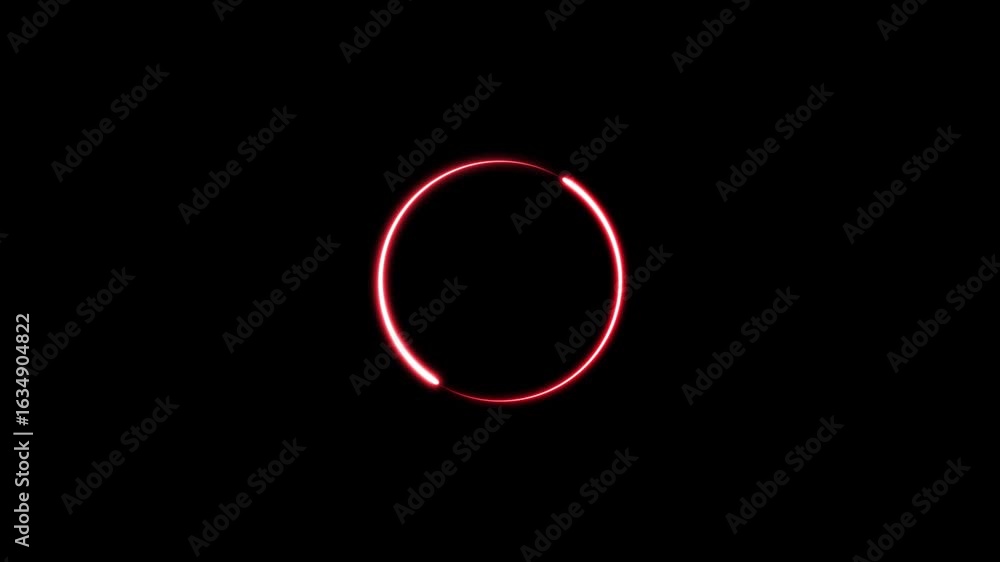 Aufkleber neon light glowing red color circle frame animation. neon circle loading icon animation on black bac