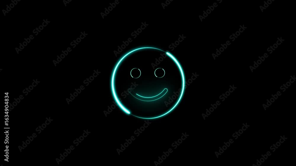 Aufkleber neon light glowing cyan color circle frame animation. neon circle loading icon animation on black ba