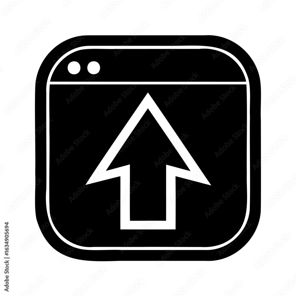 Poster upload icon on a computer screen representing the action of transferring files