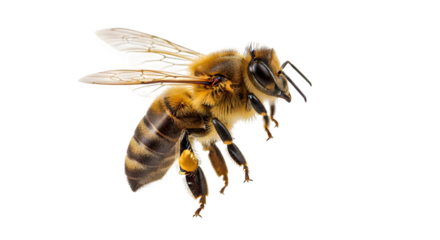 A close up view of a bee on a black background    .ai generative, transparent background, white background. isolated on white background, png, jpeg, jpg.