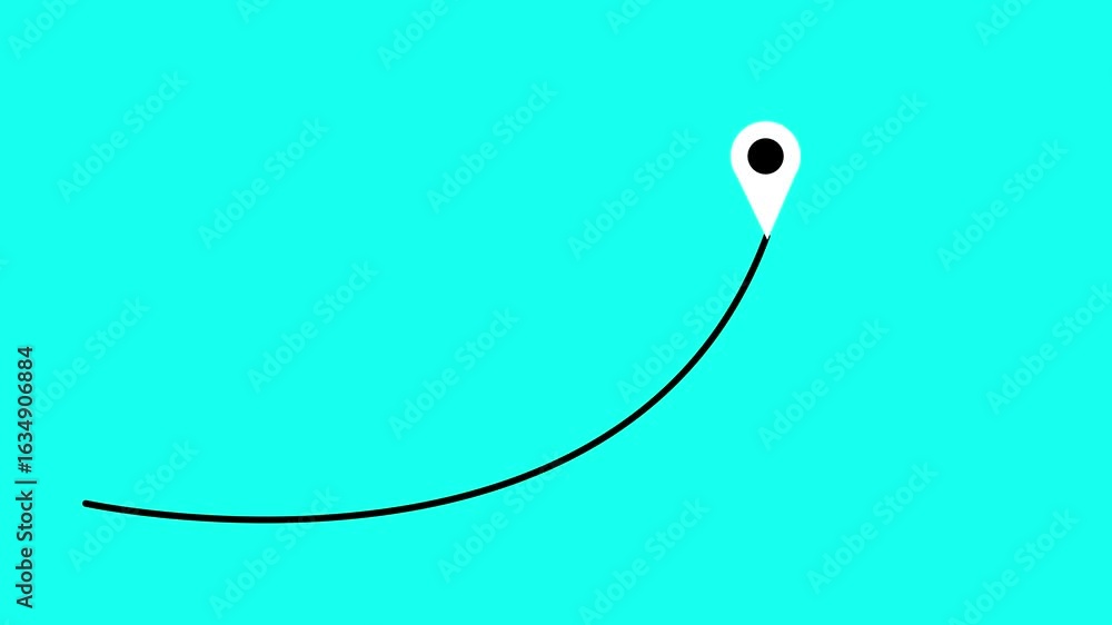Poster gps location signal point and location tracking mark, location pointer icon animation. with path lin