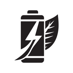 battery charging leaf vector silhouette clip art logo design illustration