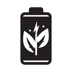 battery charging leaf vector silhouette clip art logo design illustration