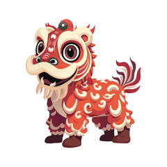Naklejka premium Lion Dance Side Profile Mascot Design on White Background