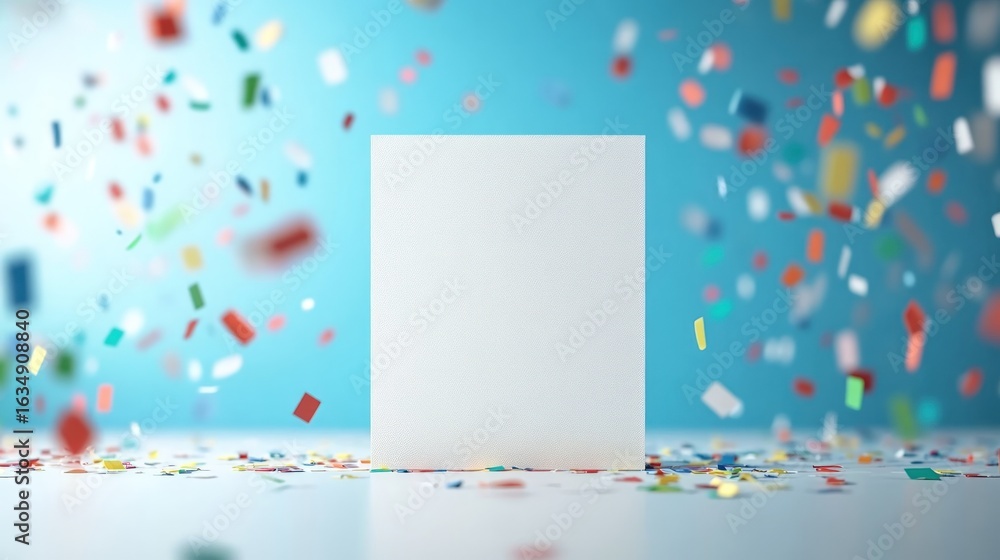 Aufkleber blank object with confetti background for message or graphic overlay