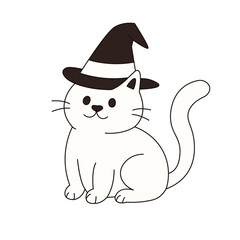 Doodle hand drawn cat isolated on white background. Halloween party element