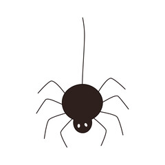 Black spider silhouette Halloween design isolated on white background