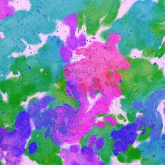 Abstract Watercolor Texture: Vibrant Pink, Green, and Blue Swirls on Textured Paper