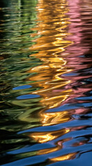 Abstract water reflection with blurred color lines and soft waves