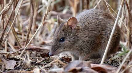 Bandicoot Foraging for Ants in the Soil of a Field