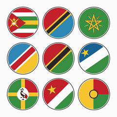 Fototapeta premium Collection of African National Flags in Circular Icons Vector Graphic Zimbabwe flag