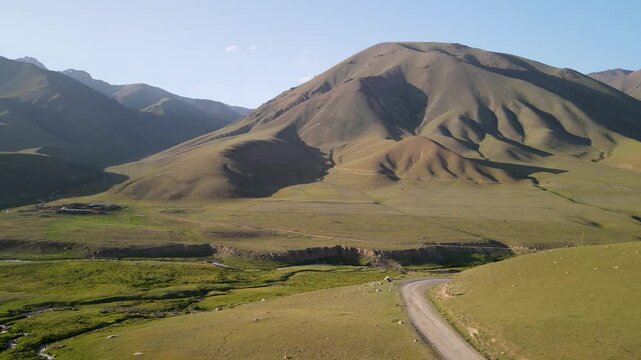 Kalmak-Ashuu Pass leading to the northern shore of Lake Son-Kul. The height of the pass is 3,447 meters above sea level.