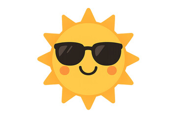 Cute cartoon sun wearing sunglasses isolated on transparent background