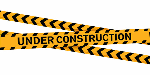 Yellow and black caution tape with under construction text