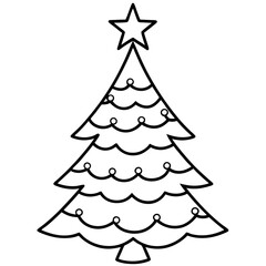 Fototapeta premium Christmas tree icon outline design