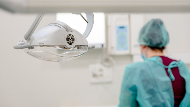 Dental clinic interior with dental equipment