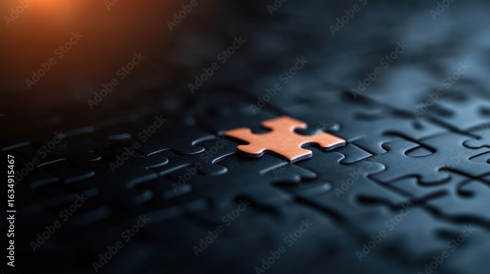 Poster missing puzzle piece problem solution abstract concept