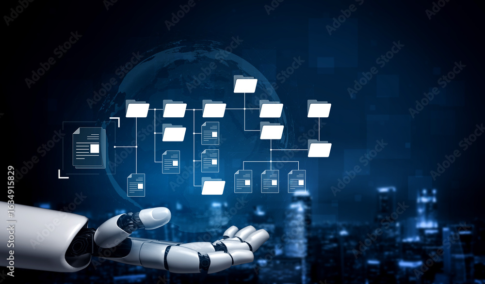 Poster ai organizing file directory structure, streamlining folder management, arranging document paths, an