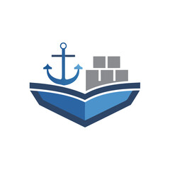 Maritime shipping container and anchor logo