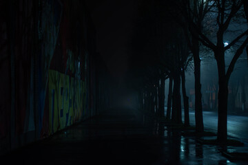 foggy night in the city