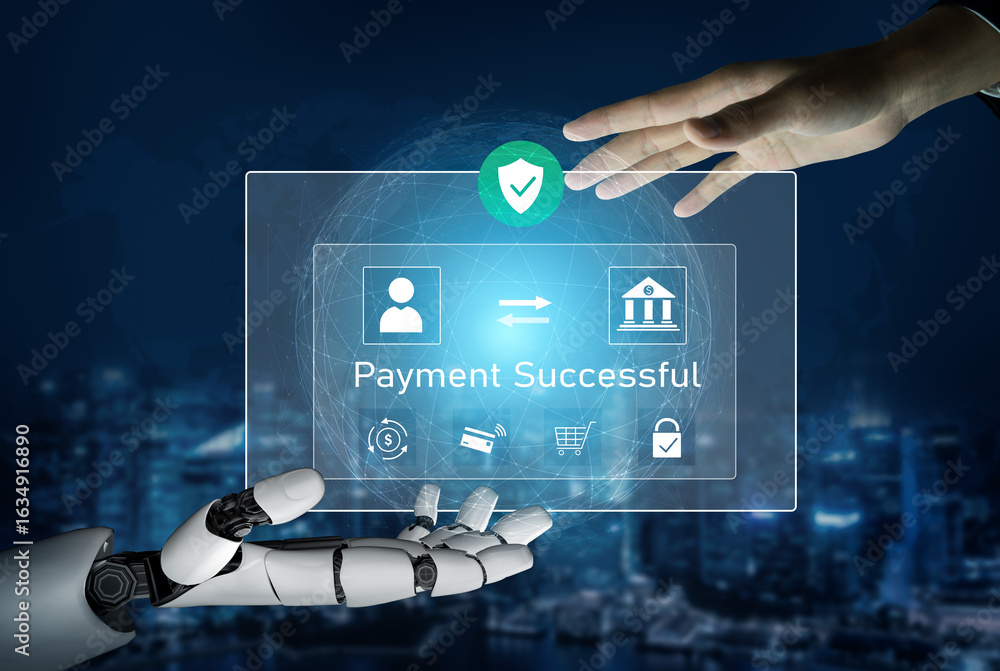 Poster ai confirms secure payment transaction, verifying user identity, processing order, and authorizing c