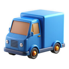 Blue delivery truck isolated on transparent background